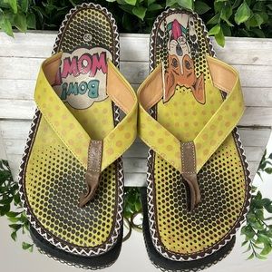 Yellow cartoon puppy flip flops size 38 (8.5)